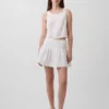 Mini gonna-pantaloncino in garza di cotone con vita smockata