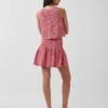 Mini gonna-pantaloncino in garza di cotone con vita smockata