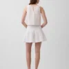 Mini gonna-pantaloncino in garza di cotone con vita smockata
