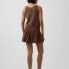 Mini gonna-pantaloncino in garza di cotone con vita smockata