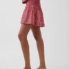 Mini gonna-pantaloncino in garza di cotone con vita smockata