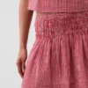 Mini gonna-pantaloncino in garza di cotone con vita smockata