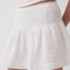 Mini gonna-pantaloncino in garza di cotone con vita smockata