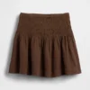 Mini gonna-pantaloncino in garza di cotone con vita smockata