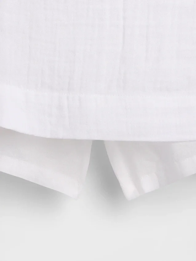 Mini gonna-pantaloncino in garza di cotone con vita smockata