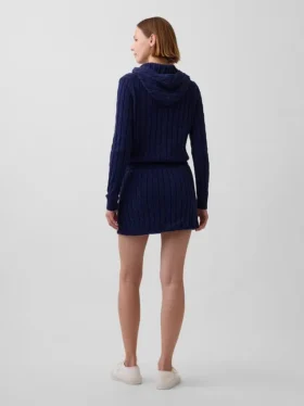 Mini gonna-pantaloncino in maglia a trecce 100% cotone
