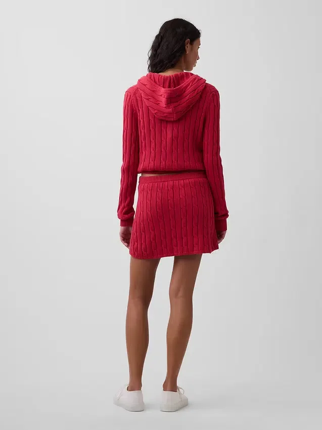 Mini gonna-pantaloncino in maglia a trecce 100% cotone