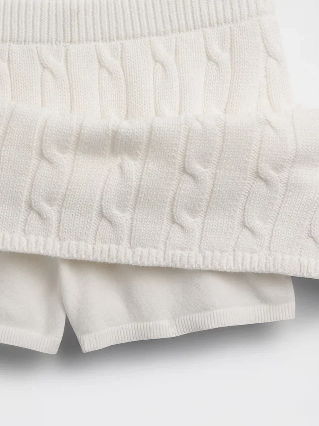Mini gonna-pantaloncino in maglia a trecce 100% cotone