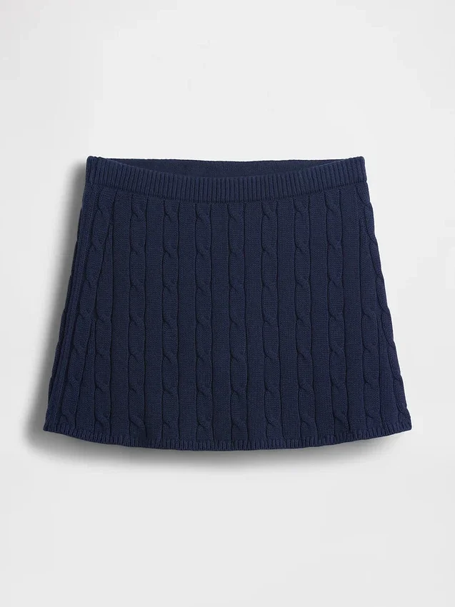 Mini gonna-pantaloncino in maglia a trecce 100% cotone