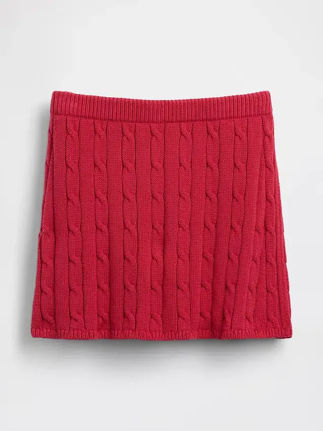 Mini gonna-pantaloncino in maglia a trecce 100% cotone
