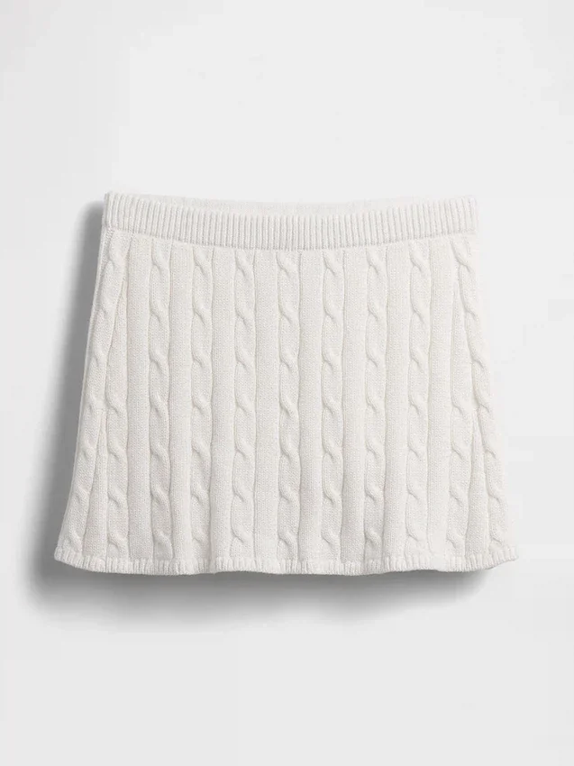 Mini gonna-pantaloncino in maglia a trecce 100% cotone