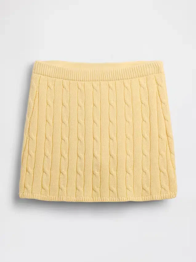 Mini gonna-pantaloncino in maglia a trecce 100% cotone