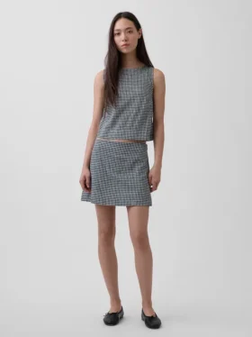 Mini gonna-pantaloncino in misto lino