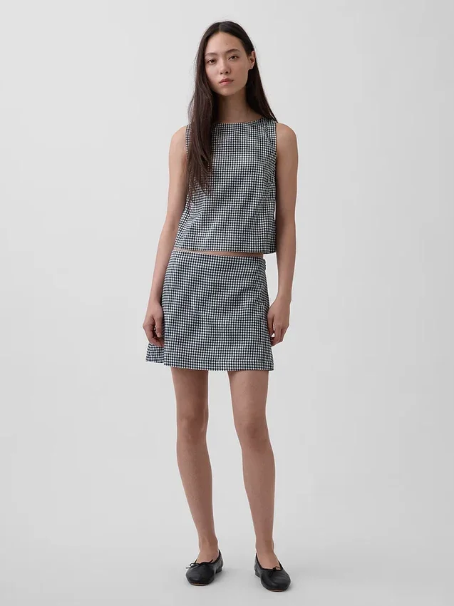 Mini gonna-pantaloncino in misto lino