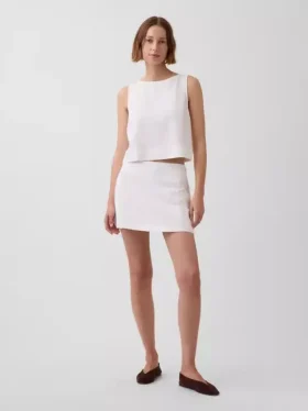 Mini gonna-pantaloncino in misto lino