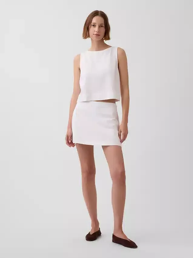 Mini gonna-pantaloncino in misto lino