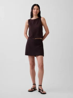 Mini gonna-pantaloncino in misto lino