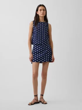 Mini gonna-pantaloncino in misto lino