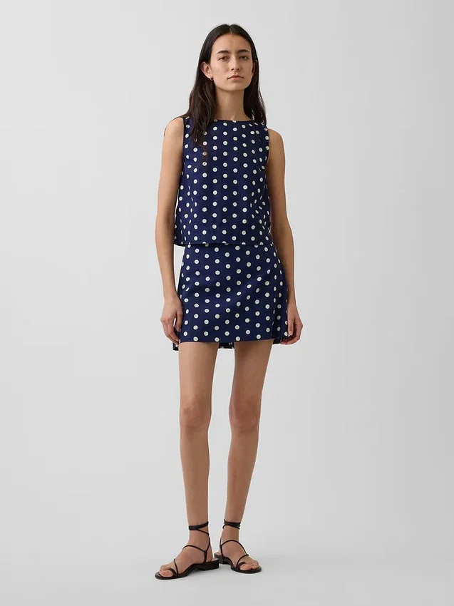 Mini gonna-pantaloncino in misto lino