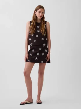 Mini gonna-pantaloncino in misto lino