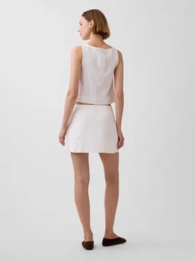 Mini gonna-pantaloncino in misto lino