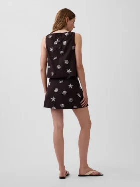 Mini gonna-pantaloncino in misto lino