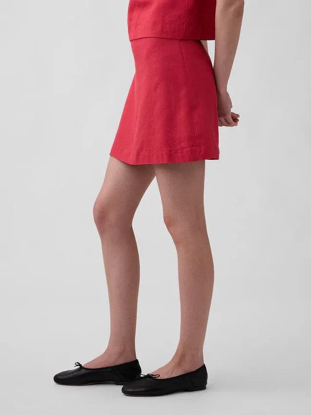 Mini gonna-pantaloncino in misto lino