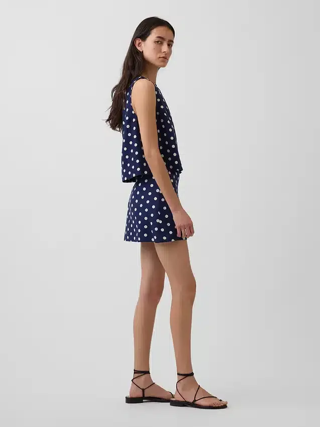 Mini gonna-pantaloncino in misto lino
