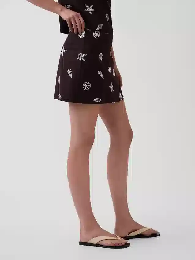 Mini gonna-pantaloncino in misto lino