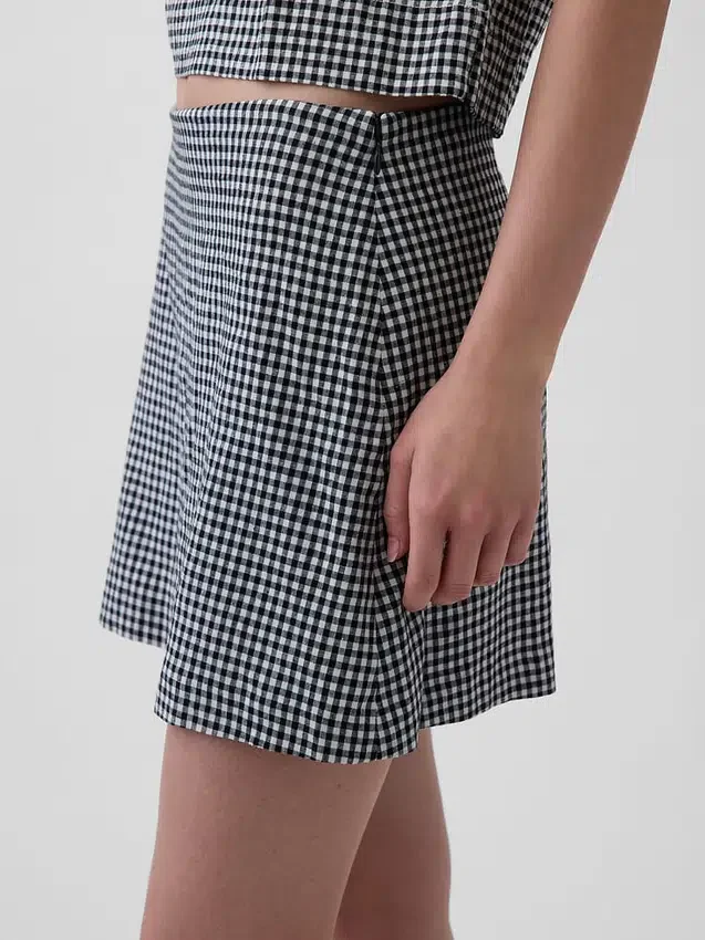 Mini gonna-pantaloncino in misto lino