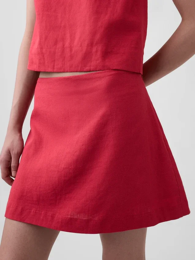 Mini gonna-pantaloncino in misto lino