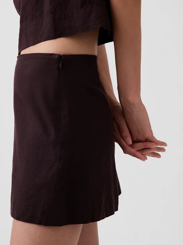 Mini gonna-pantaloncino in misto lino