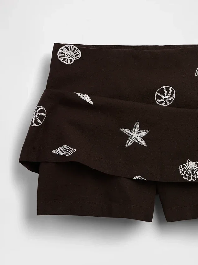 Mini gonna-pantaloncino in misto lino