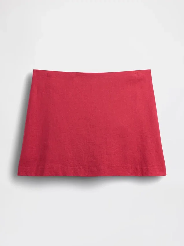 Mini gonna-pantaloncino in misto lino