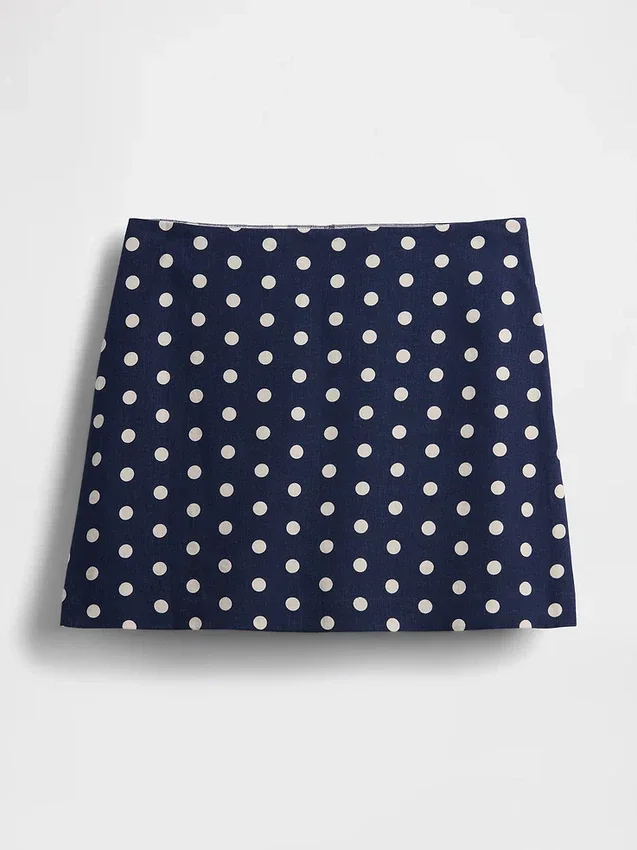 Mini gonna-pantaloncino in misto lino