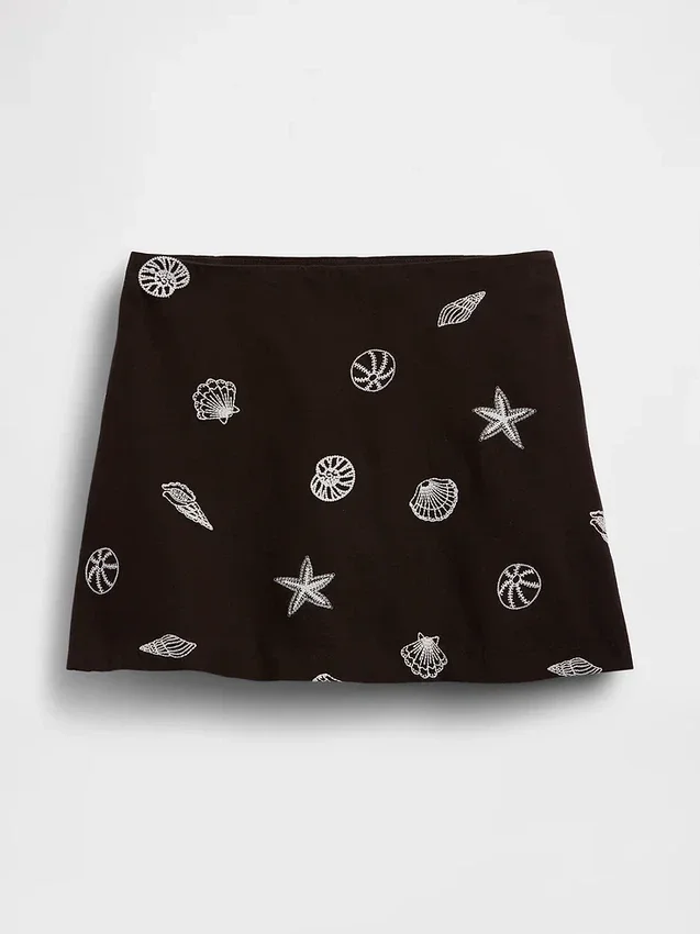 Mini gonna-pantaloncino in misto lino