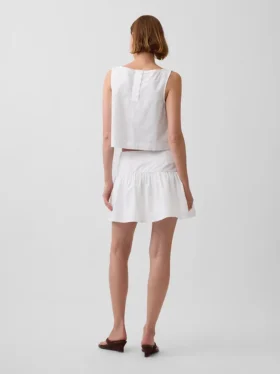 Mini gonna-pantaloncino in popeline a vita bassa
