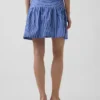 Mini gonna-pantaloncino in popeline a vita bassa