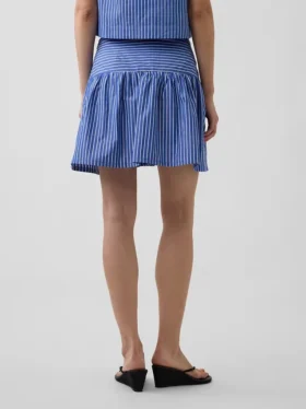 Mini gonna-pantaloncino in popeline a vita bassa