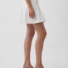 Mini gonna-pantaloncino in popeline a vita bassa