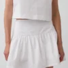 Mini gonna-pantaloncino in popeline a vita bassa