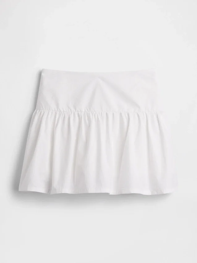 Mini gonna-pantaloncino in popeline a vita bassa