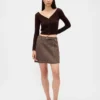 Mini gonna-pantaloncino plissettata in misto lana