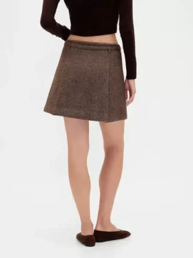 Mini gonna-pantaloncino plissettata in misto lana