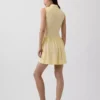Miniabito a camicia con vita bassa in misto lino