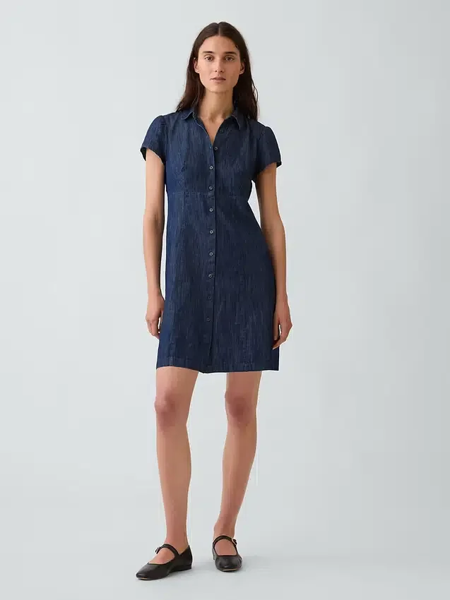 Miniabito a camicia con vita impero