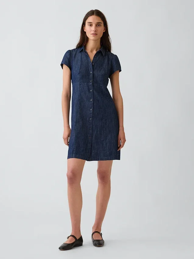Miniabito a camicia con vita impero
