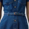 Miniabito a camicia in denim con cintura