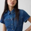 Miniabito a camicia in denim con cintura