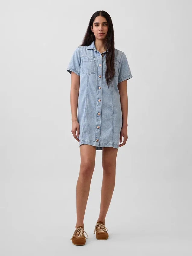 Miniabito a camicia in denim morbidissimo